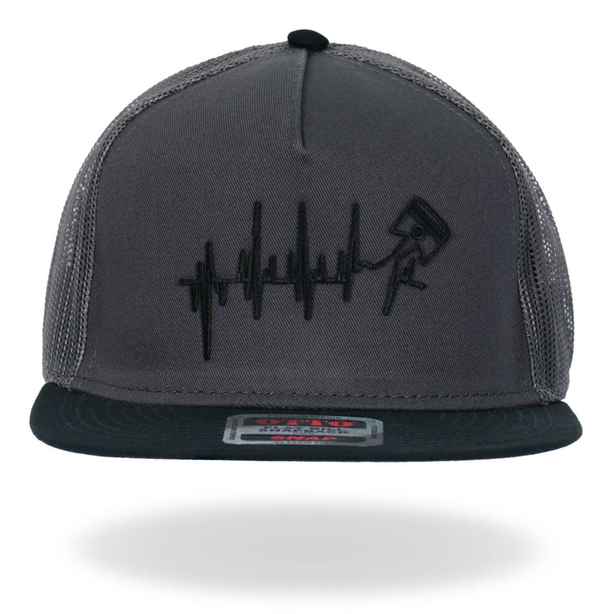Hot Leathers Charcoal and Black EKG Piston Snapback Hat GSH2031 - Image 6