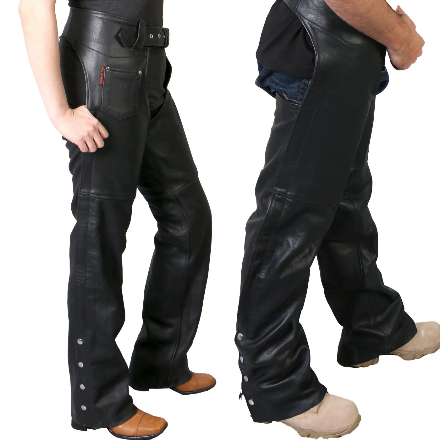 Hot Leathers CHM1005 Best Quality Fully Lined Unisex Black Leather Chaps - Image 4