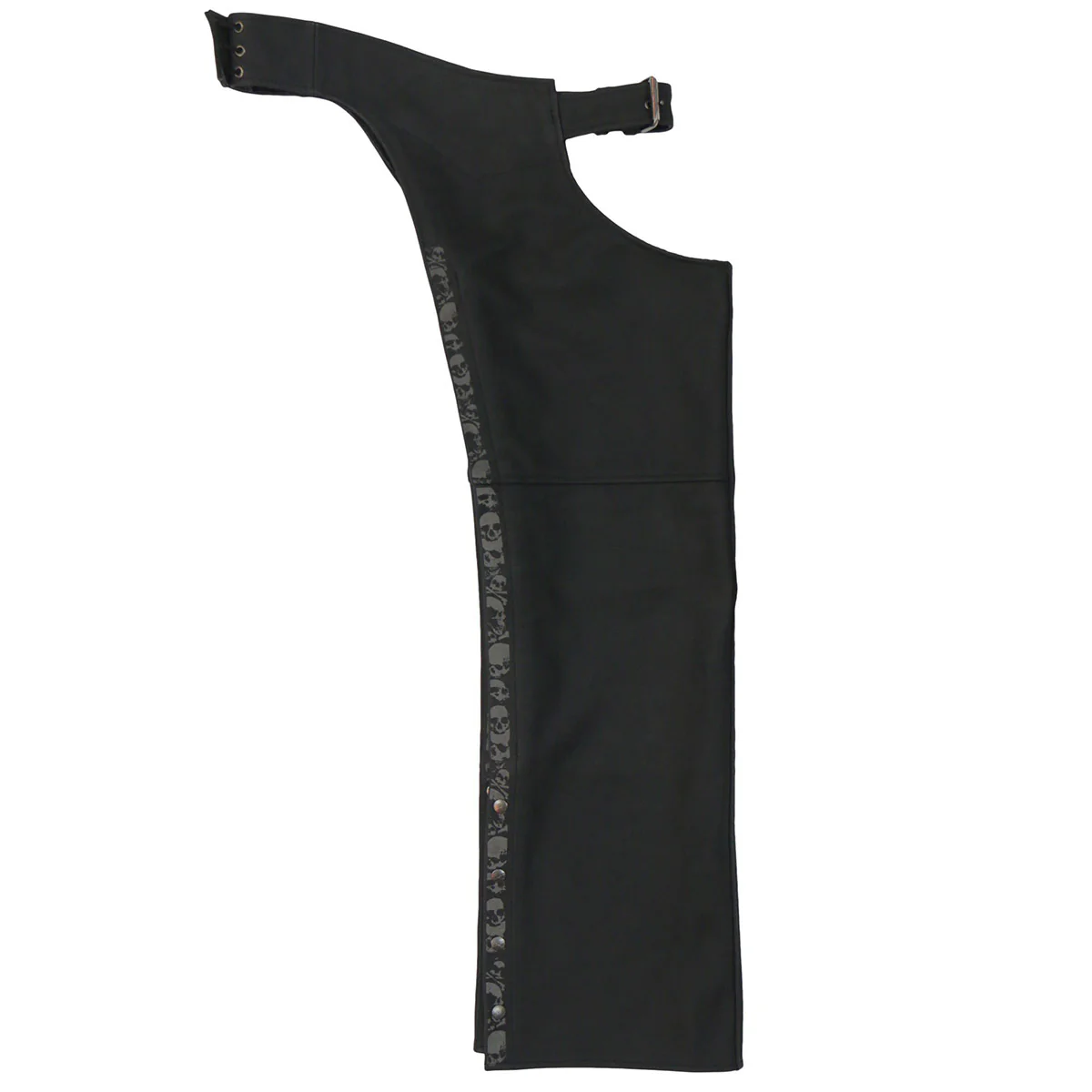 Hot Leathers CHM2001 Men’s Matte Black Leather Chaps with Ancient Skull Artwork - Image 2