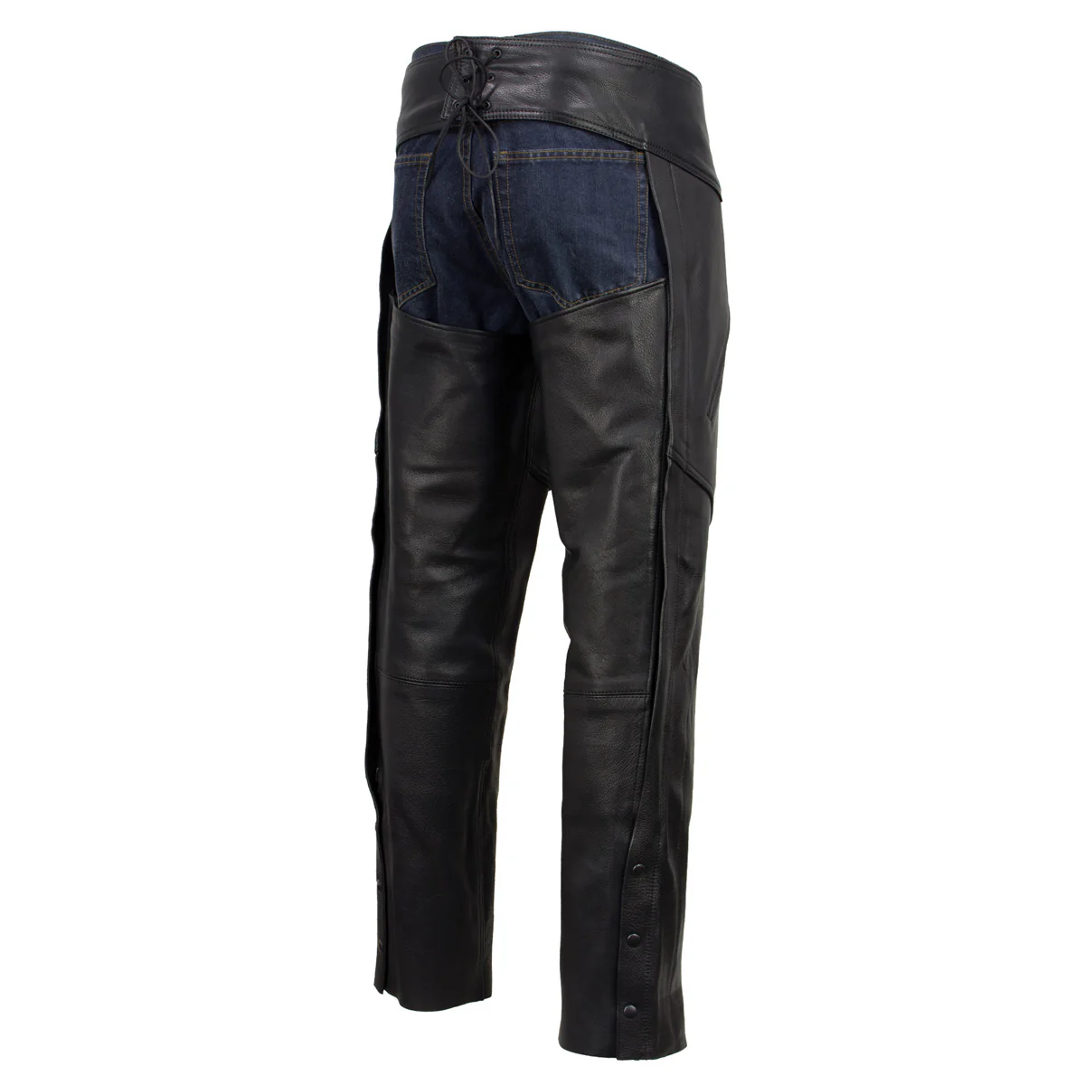 Hot Leathers CHM5001 USA Made Men's 'Cloak' Classic Black Premium Leather Motorcycle Chaps - Image 10