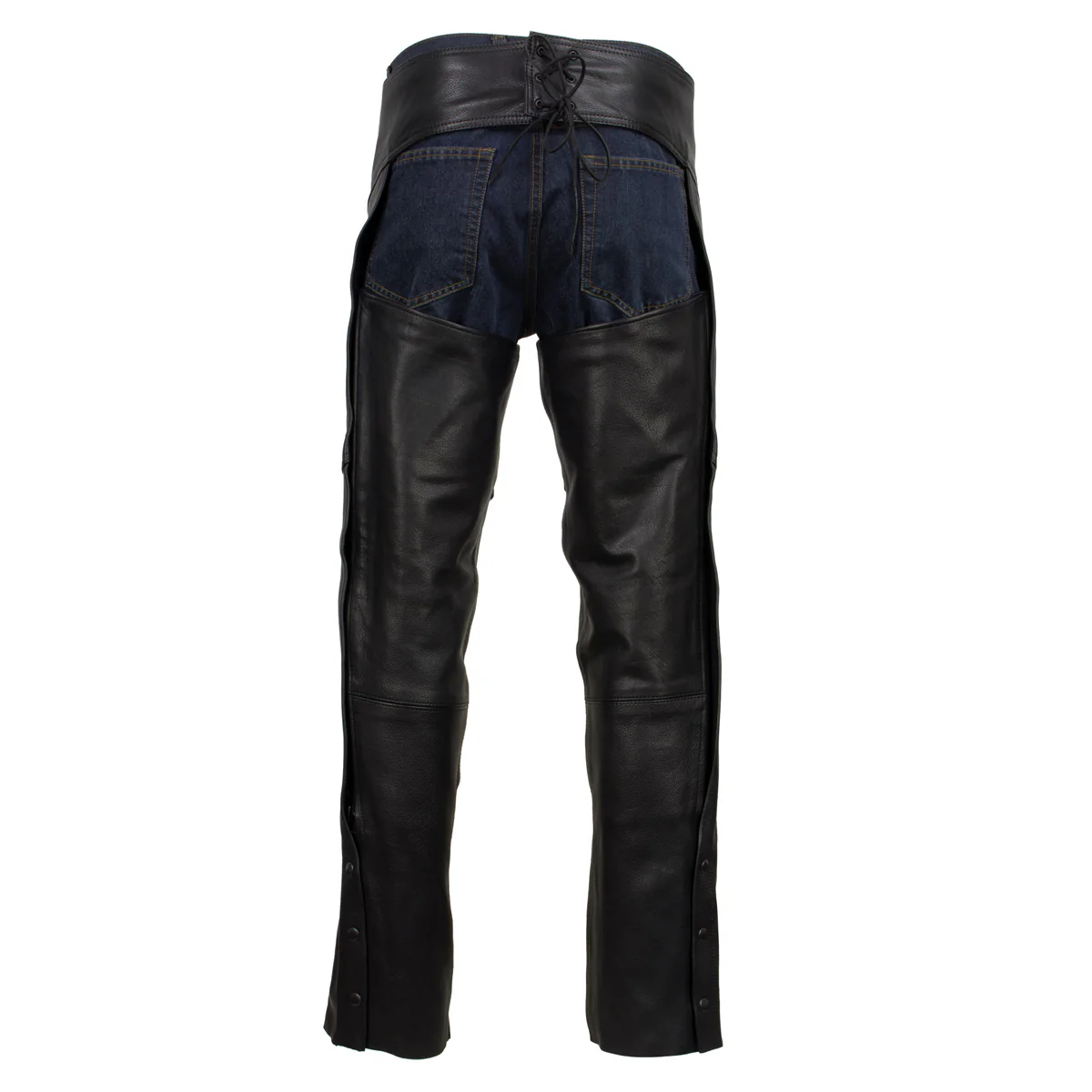 Hot Leathers CHM5001 USA Made Men's 'Cloak' Classic Black Premium Leather Motorcycle Chaps - Image 6