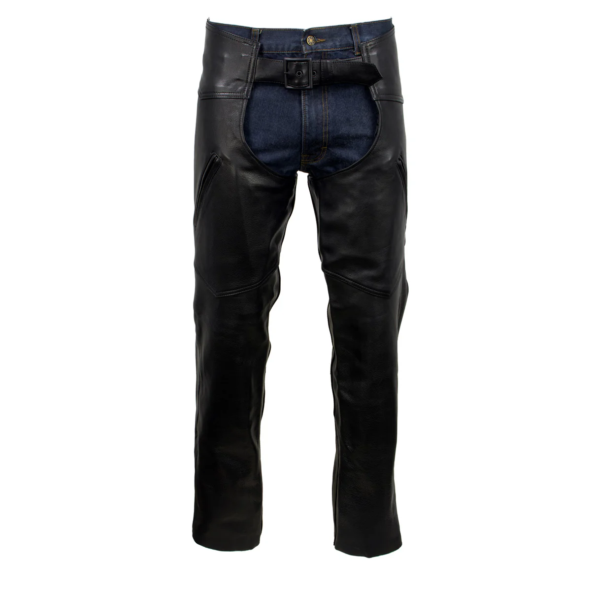 Hot Leathers CHM5001 USA Made Men's 'Cloak' Classic Black Premium Leather Motorcycle Chaps - Image 7