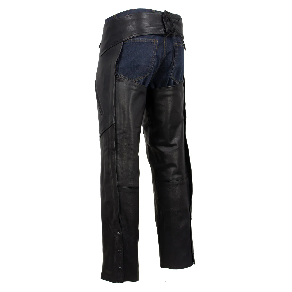 Hot Leathers CHM5001 USA Made Men's 'Cloak' Classic Black Premium Leather Motorcycle Chaps - Image 9