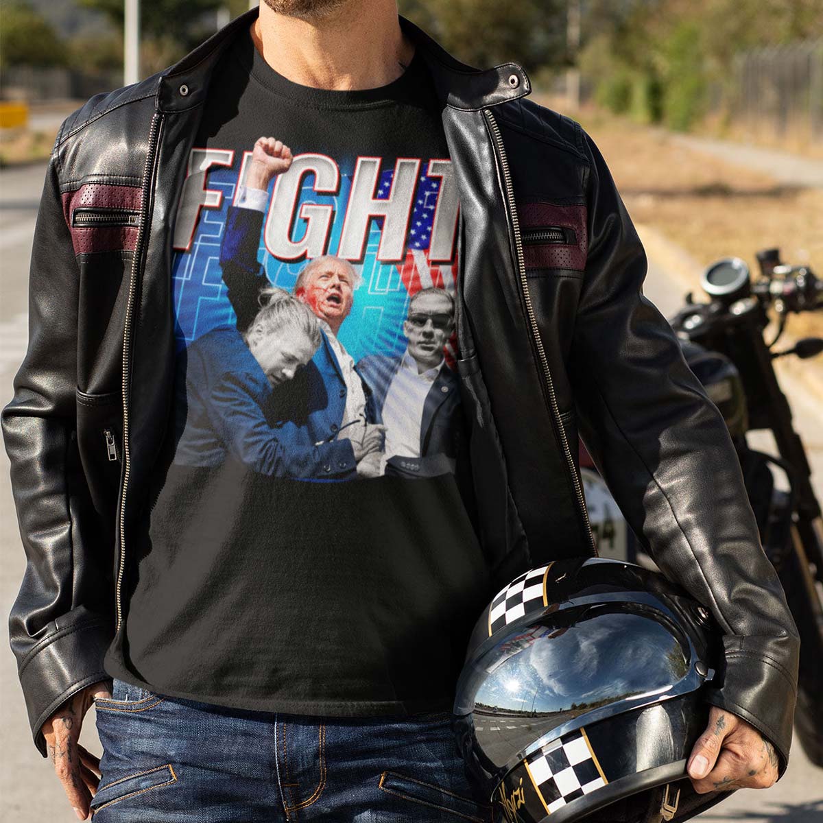 Hot Leathers Donald Trump Fight Fist Black T-Shirt GMS1558 - Image 2