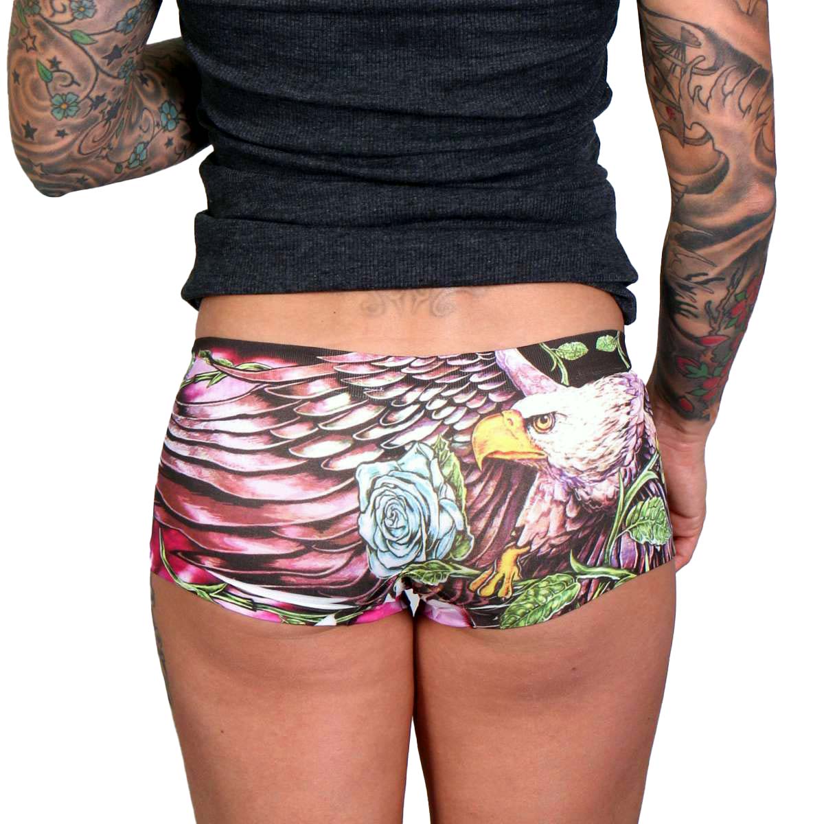 Hot Leathers Eagle Flowers Ladies Boy Shorts PTB7504 - Image 2