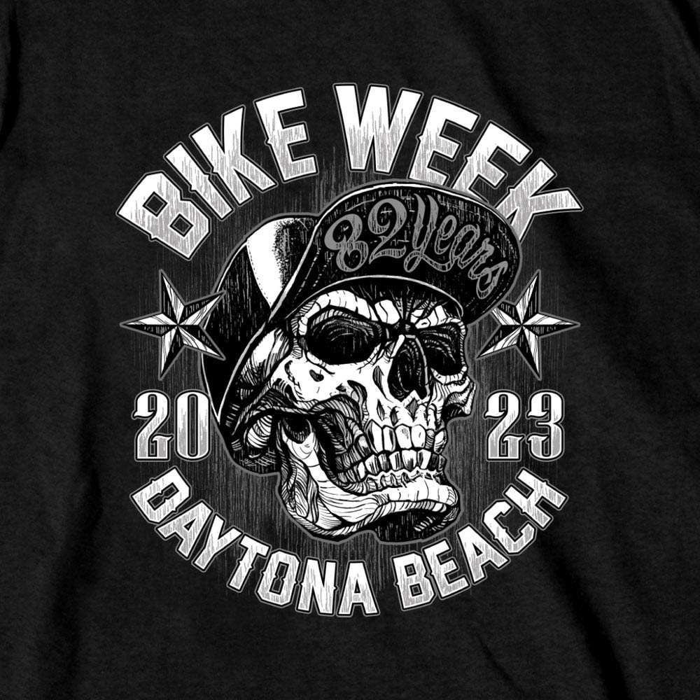 Hot Leathers EDM1190 Men's 2023 Daytona Bike Week SnapBack Skull T-Shirt - Image 3