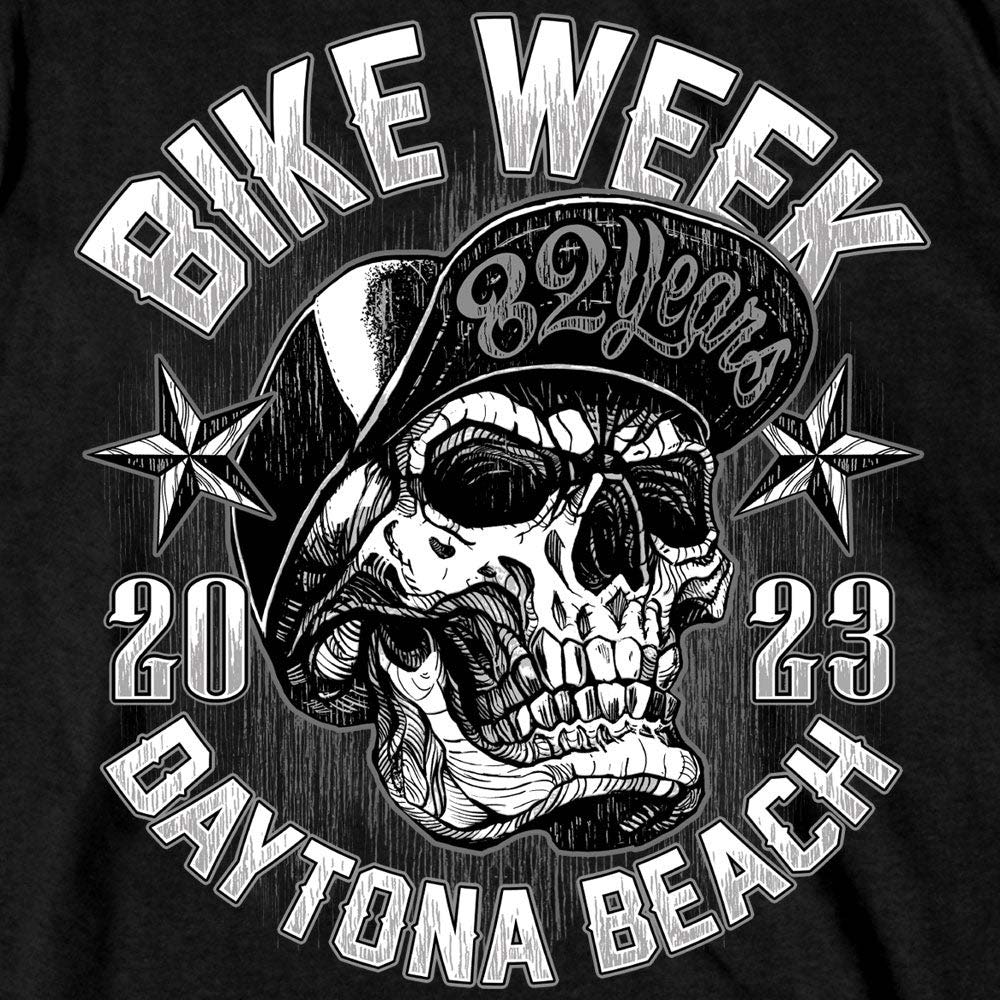 Hot Leathers EDM1190 Men's 2023 Daytona Bike Week SnapBack Skull T-Shirt - Image 4