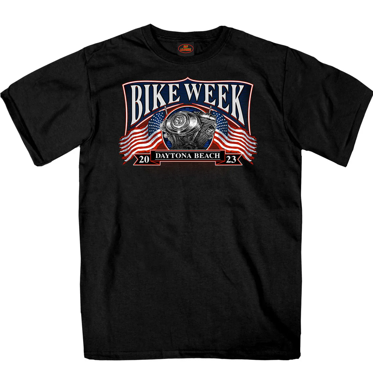 Hot Leathers EDM1192 Men's 2023 Daytona Beach Vintage Patriot Black T-Shirt - Image 2