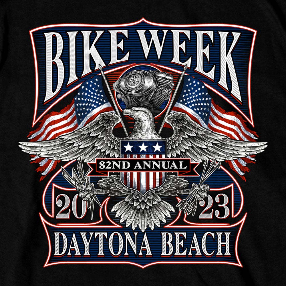 Hot Leathers EDM1192 Men's 2023 Daytona Beach Vintage Patriot Black T-Shirt - Image 4
