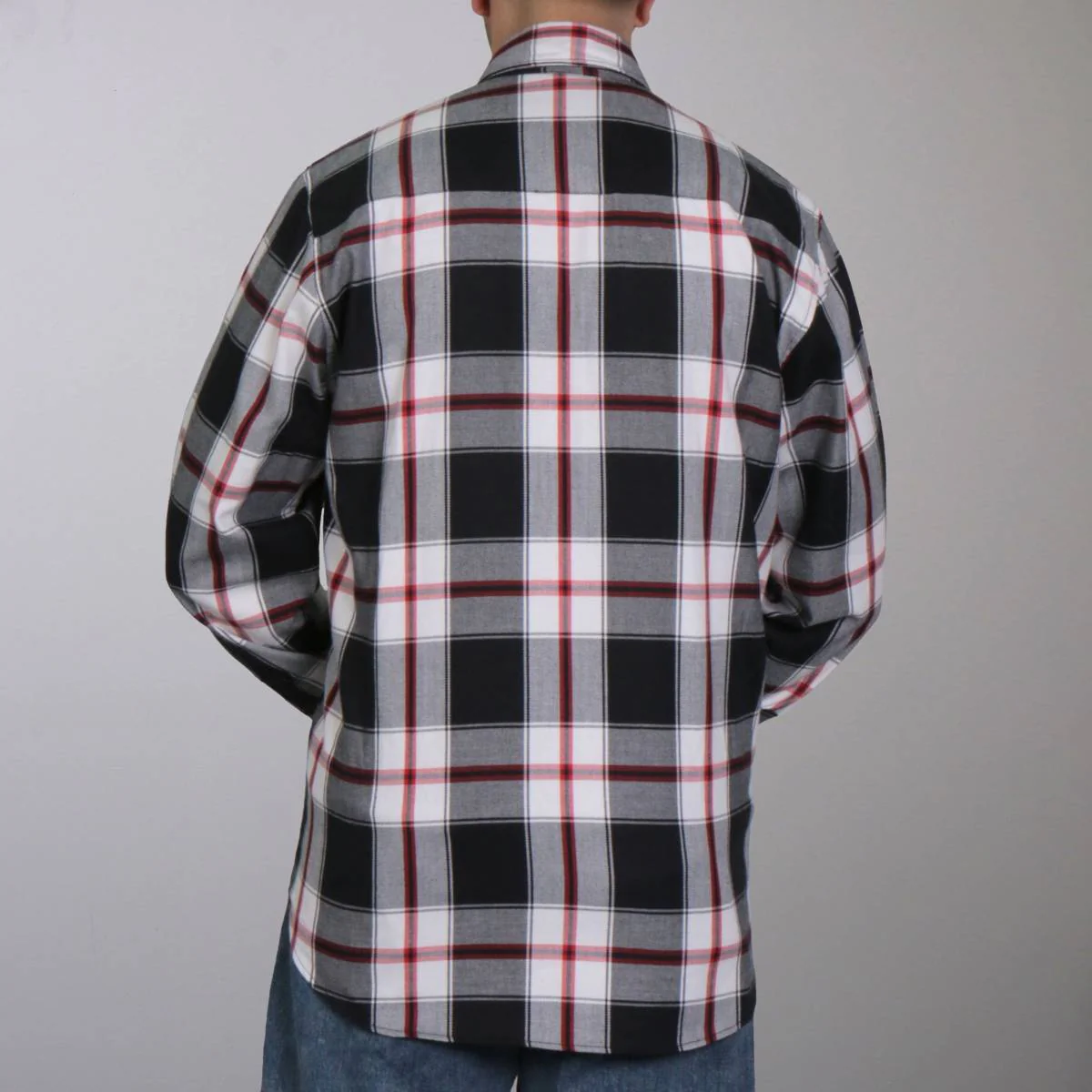 Hot Leathers FLM2003 Men's Black White and Red Long Sleeve Flannel Shirt - Image 2