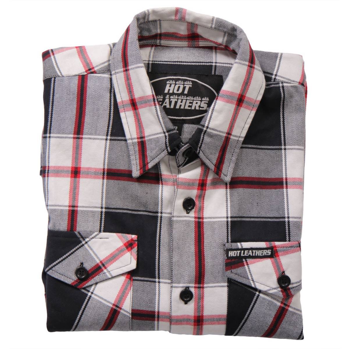 Hot Leathers FLM2003 Men's Black White and Red Long Sleeve Flannel Shirt - Image 5