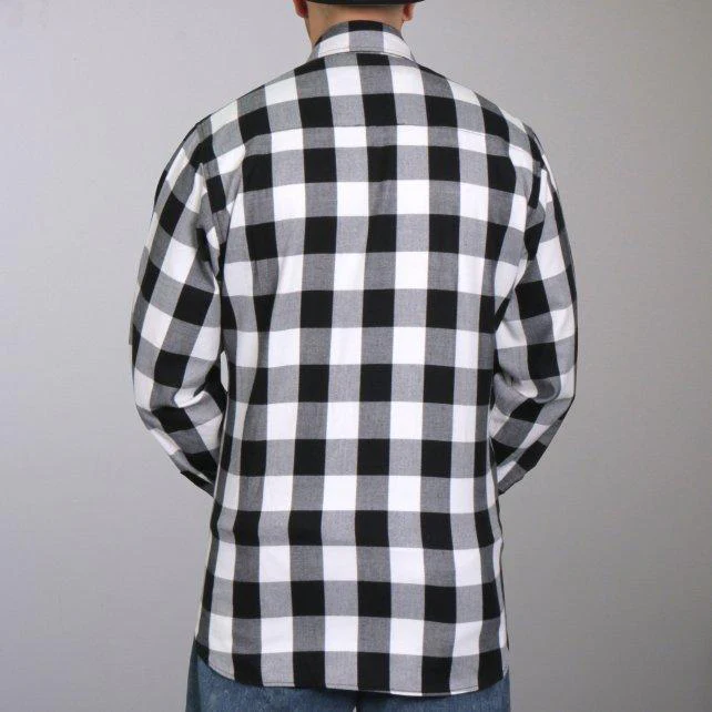 Hot Leathers FLM2004 Men's Black and White Long Sleeve Flannel Shirt - Image 2