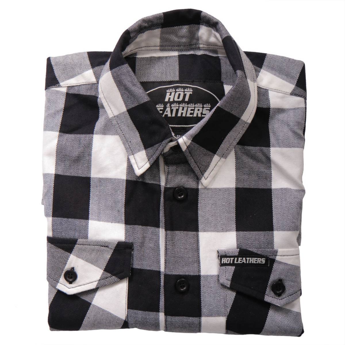 Hot Leathers FLM2004 Men's Black and White Long Sleeve Flannel Shirt - Image 4
