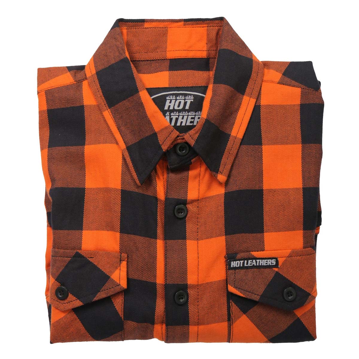 Hot Leathers FLM2007 Men's Orange and Black Long Sleeve Flannel Shirt - Image 4