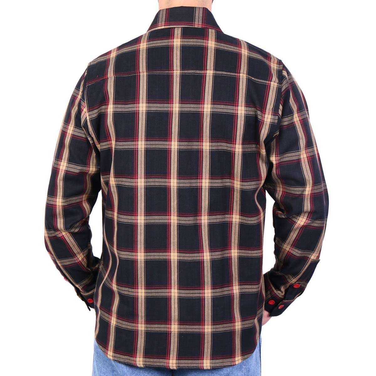 Hot Leathers FLM2038 Men's Black Tan and Red Long Sleeve Flannel Shirt - Image 2