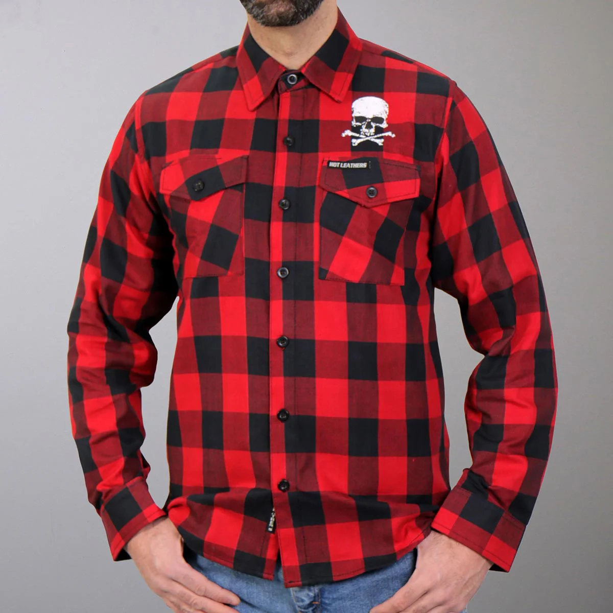 Hot Leathers FLM2103 Men's Skull and Bones Flannel Long Sleeve Shirt - Image 2