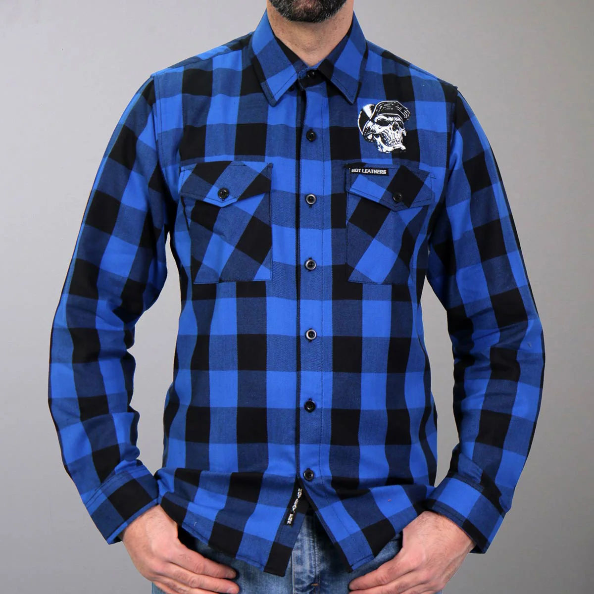 Hot Leathers FLM2107 Men's Snap Back Skull Flannel Long Sleeve Shirt - Image 2