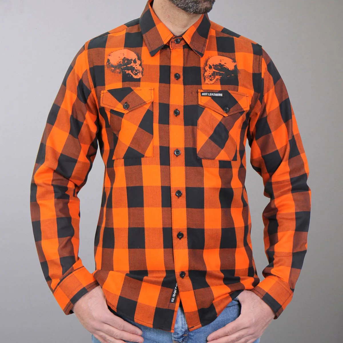Hot Leathers FLM2108 Men's Ancient Skull Flannel Long Sleeve Shirt - Image 2