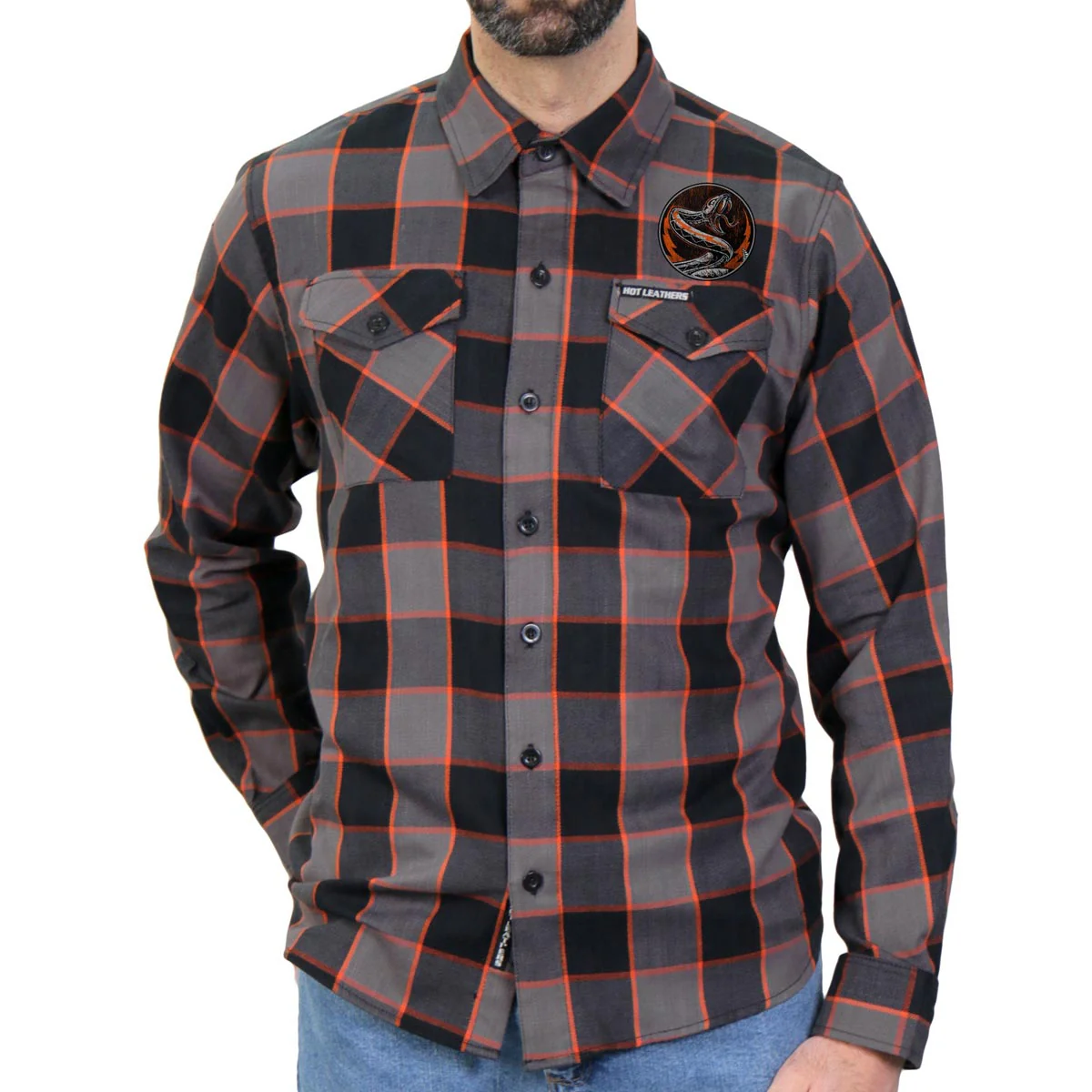 Hot Leathers FLM2111 Men's Rattler Flannel Long Sleeve Shirt - Image 4