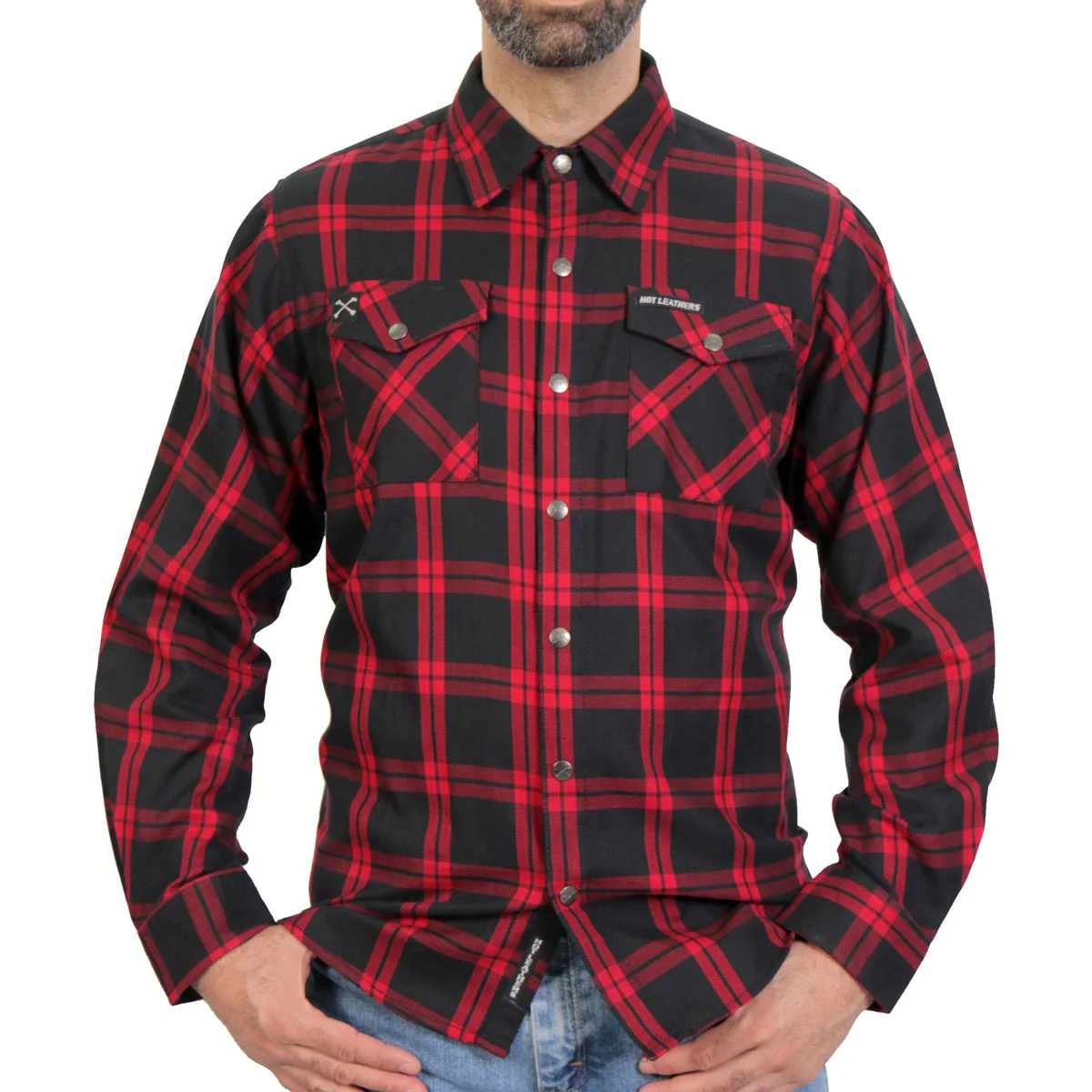 Hot Leathers FLM3001 Men's Red and Black Long Sleeve Flannel Shirt - Image 4