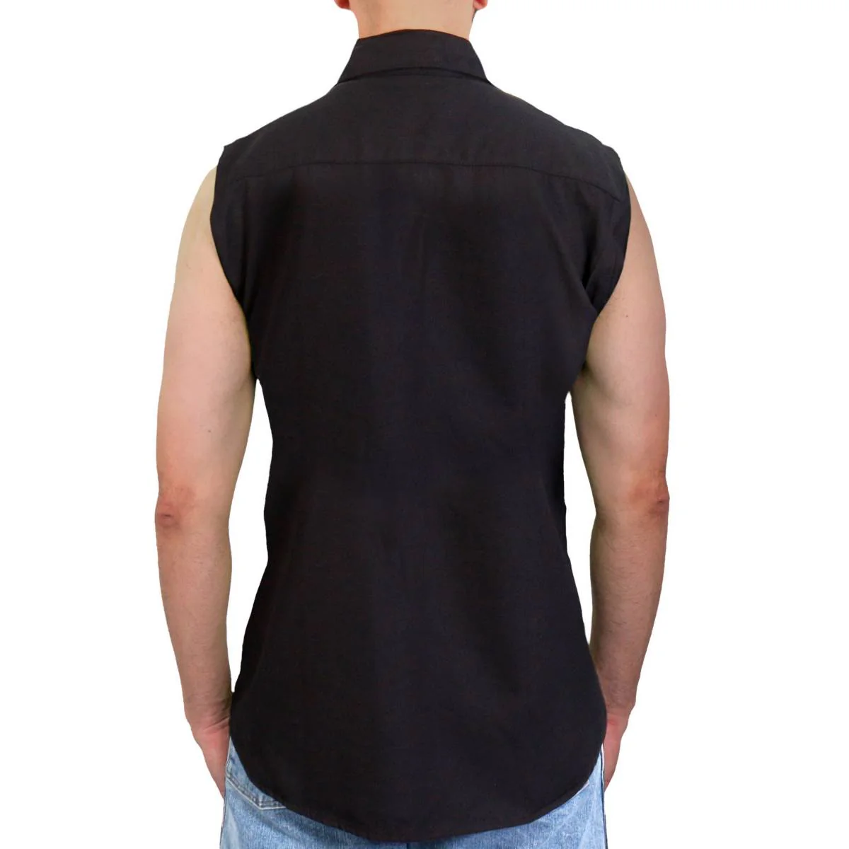 Hot Leathers FLM5013 Men's Black Sleeveless Motorcycle Riders Shirt - Image 2