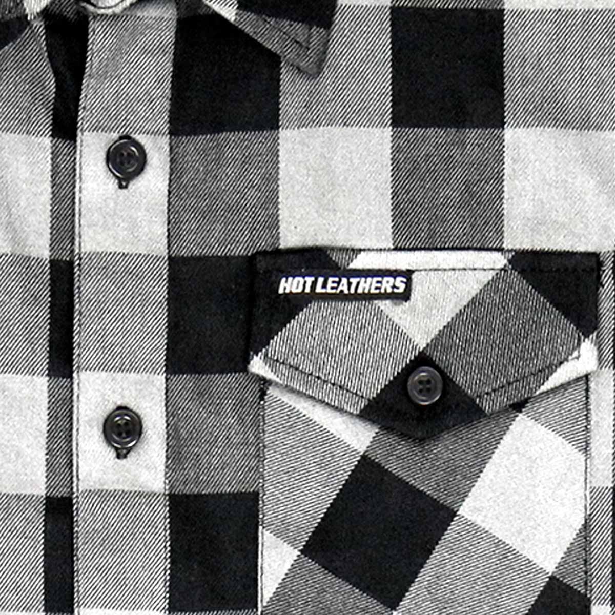 Hot Leathers FLM5202 Men's Black and White Sleeveless Flannel Fringe Shirt - Image 7