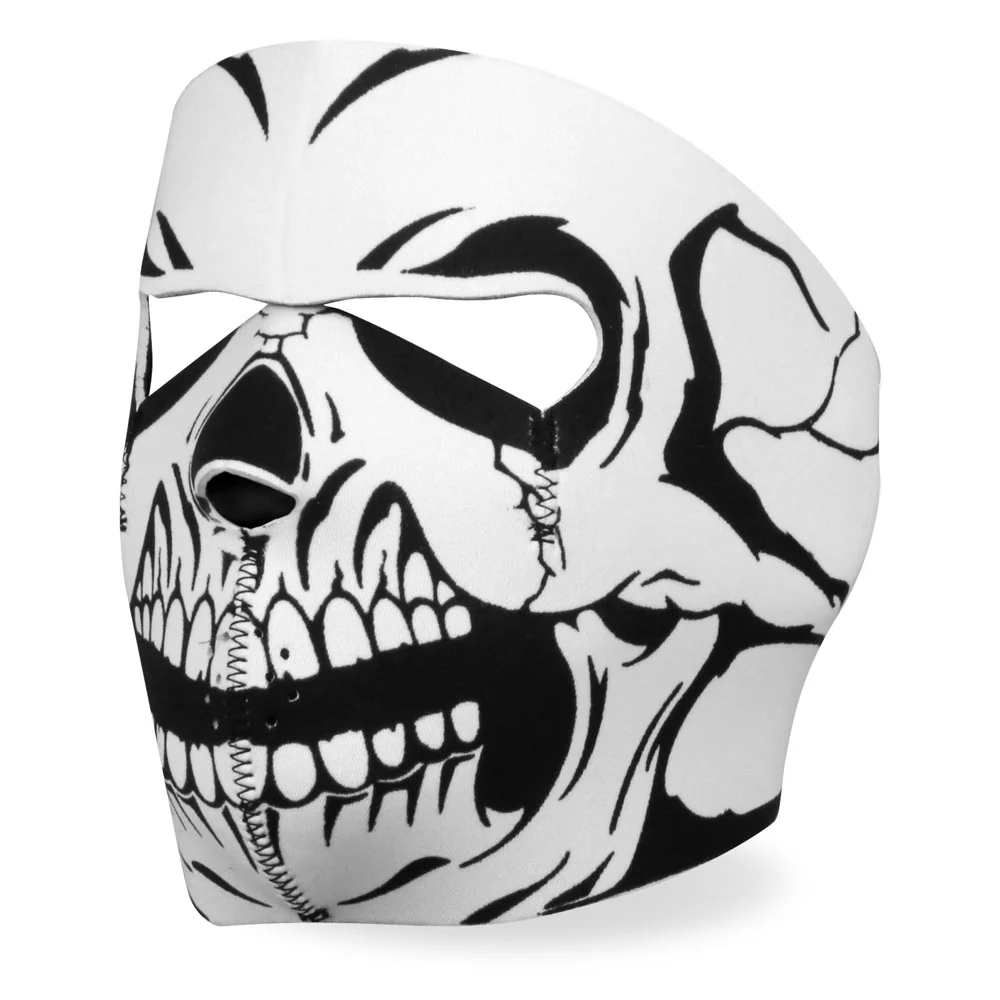 Hot Leathers FMA1012 Black and White Skull Neoprene Face Mask - Image 3