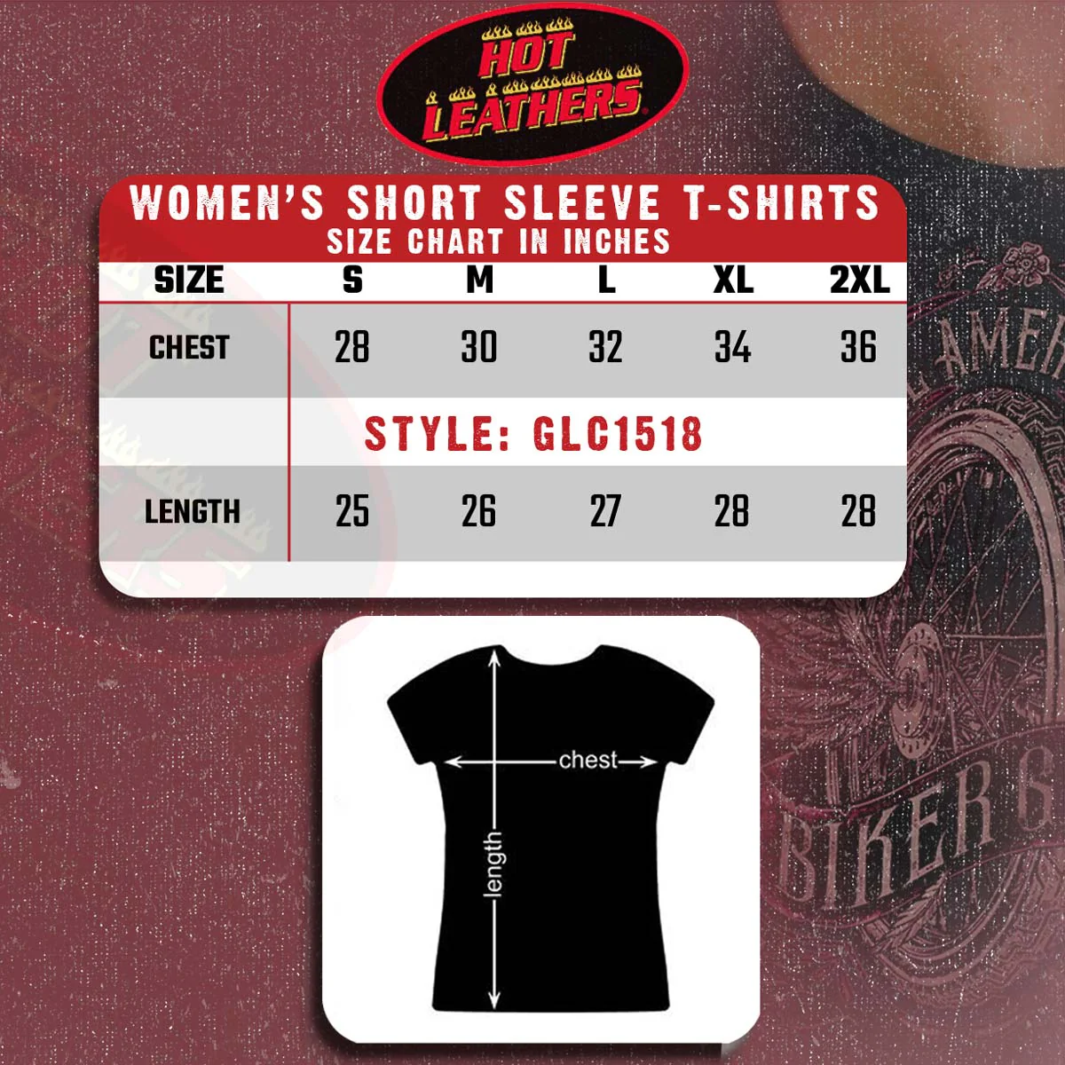 Hot Leathers GLC1518 Women's Black All American Biker Girl Scoop Neck Printed T-Shirt - Image 3