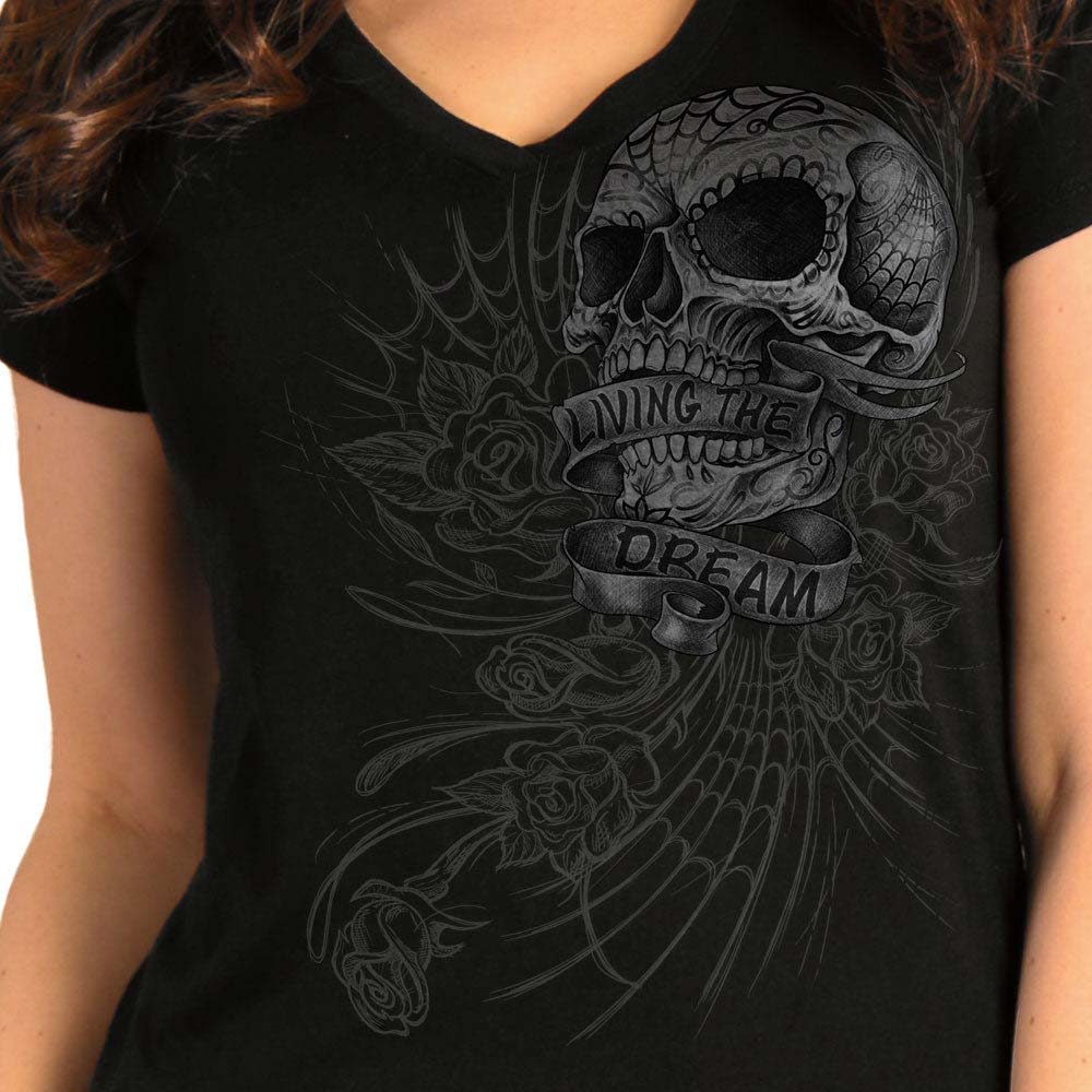 Hot Leathers GLC1565 Ladies Black Sweet Demise V-Neck Shirt - Image 2