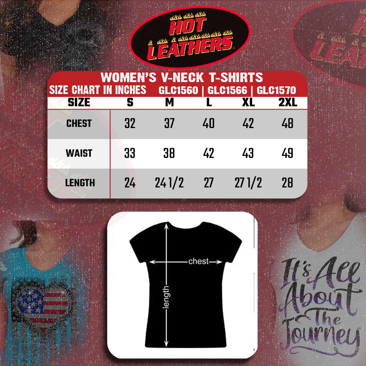 Hot Leathers GLC1566 Ladies White It's All About The Journey Short Sleeve V-Neck Shirt - Image 3