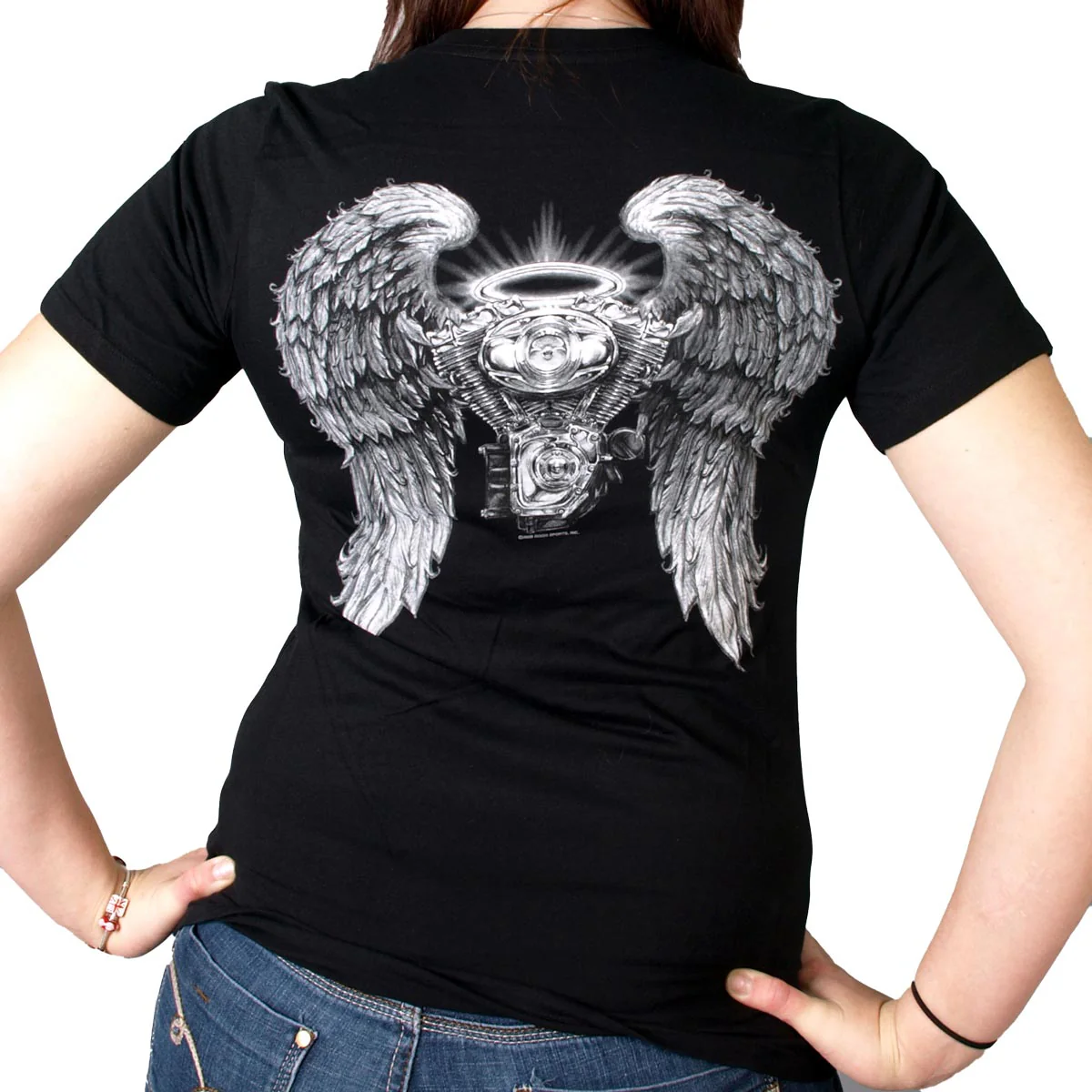 Hot Leathers GLD1040 Women's Asphalt Angel Double Sided Print Full Cut Black T-Shirt - Image 2