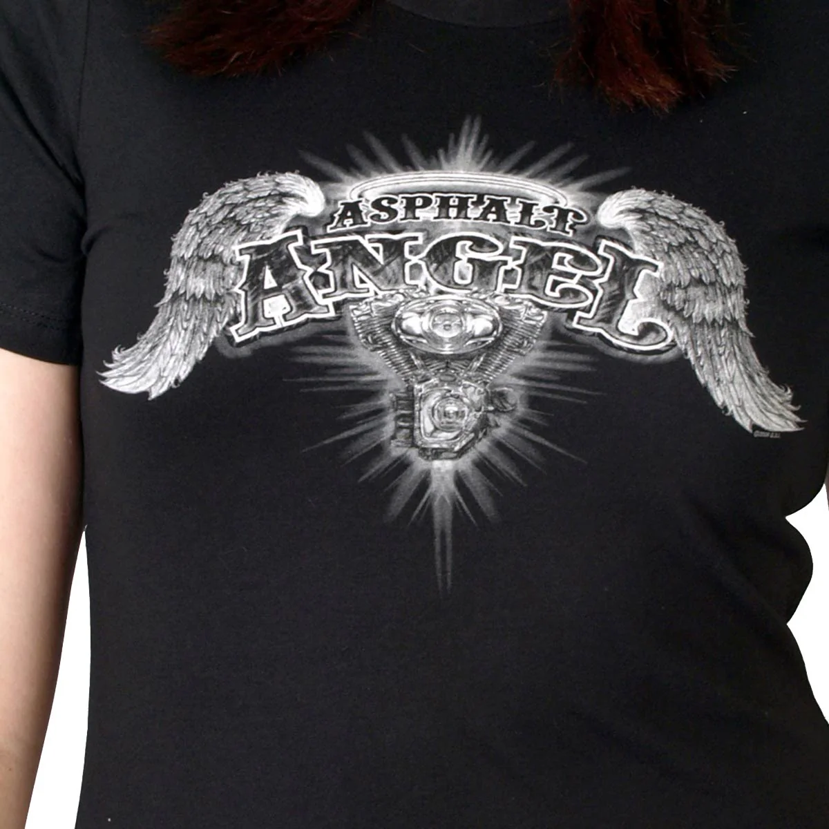 Hot Leathers GLD1040 Women's Asphalt Angel Double Sided Print Full Cut Black T-Shirt - Image 3