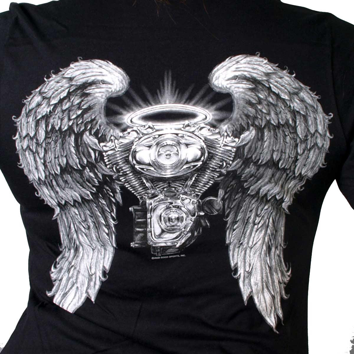 Hot Leathers GLD1040 Women's Asphalt Angel Double Sided Print Full Cut Black T-Shirt - Image 4