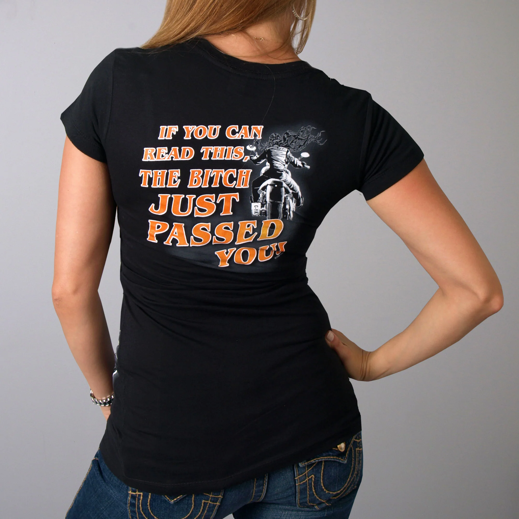 Hot Leathers GLD1053 'This Bitch Just Passed You' Black Ladies Tee - Image 2