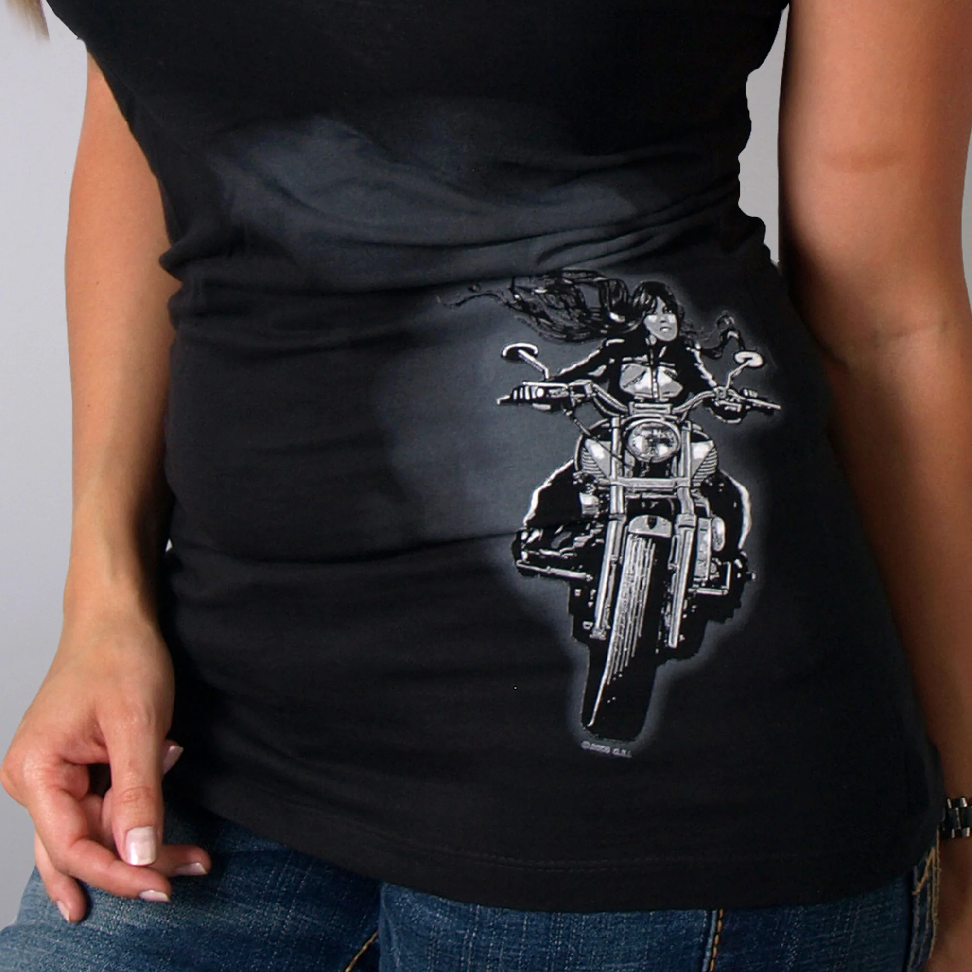 Hot Leathers GLD1053 'This Bitch Just Passed You' Black Ladies Tee - Image 3