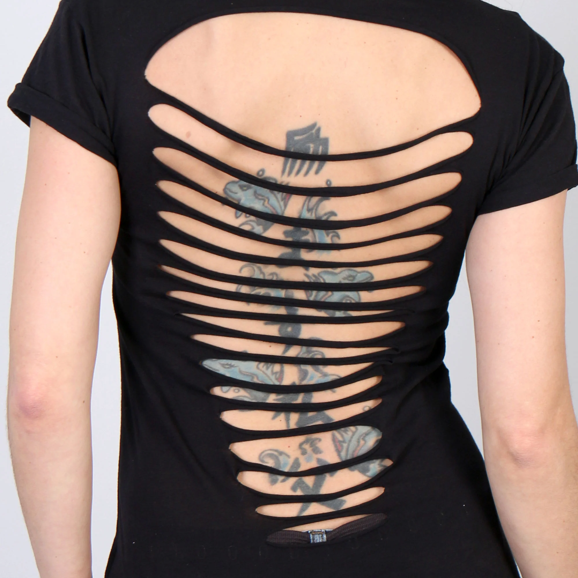 Hot Leathers GLD1366 'Slit Back Asphalt Angel' Ladies Black T-Shirt - Image 3
