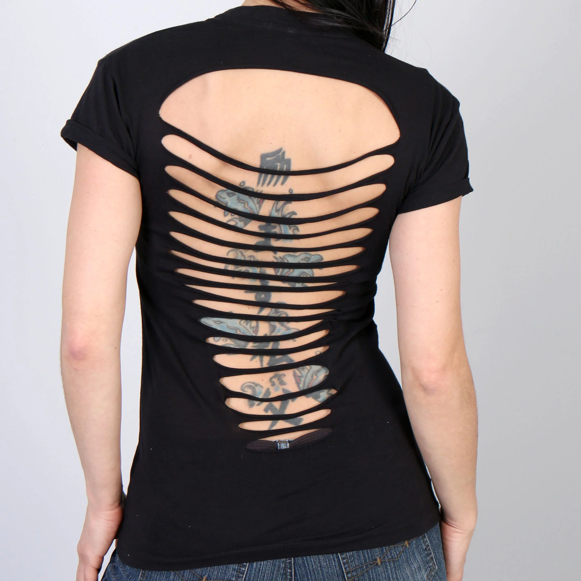 Hot Leathers GLD1366 'Slit Back Asphalt Angel' Ladies Black T-Shirt - Image 4