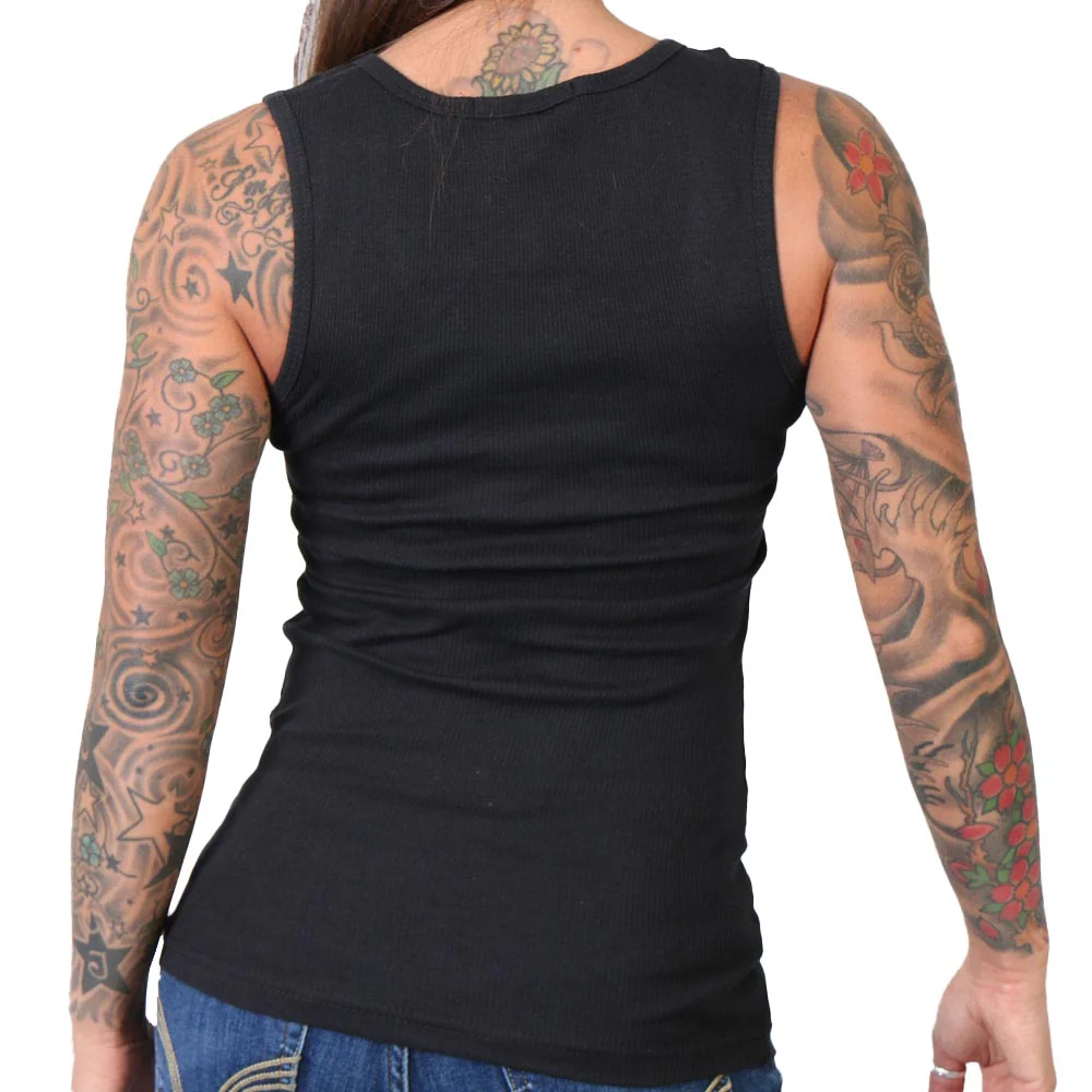 Hot Leathers GLF2028 'Skull Bouquet' Ladies Boy Beater Black Tank Top Shirt - Image 2