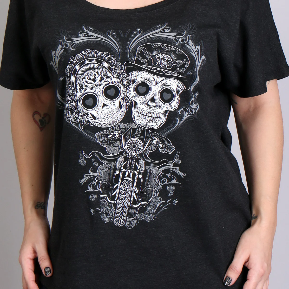 Hot Leathers GLR1408 'Sugar Couple' Ladies Dolman Black T-Shirt - Image 3