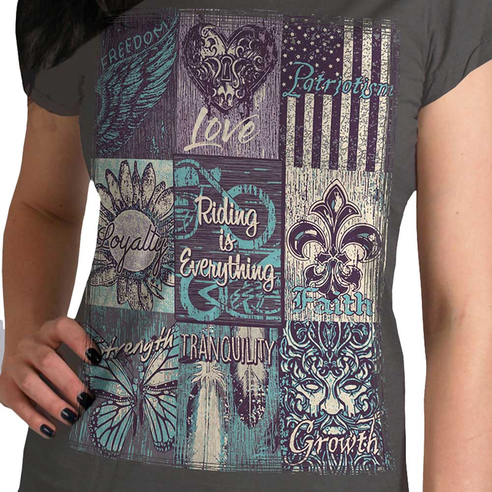 Hot Leathers GLR1521 Ladies Riding Is Everything Charcoal T-Shirt - Image 2