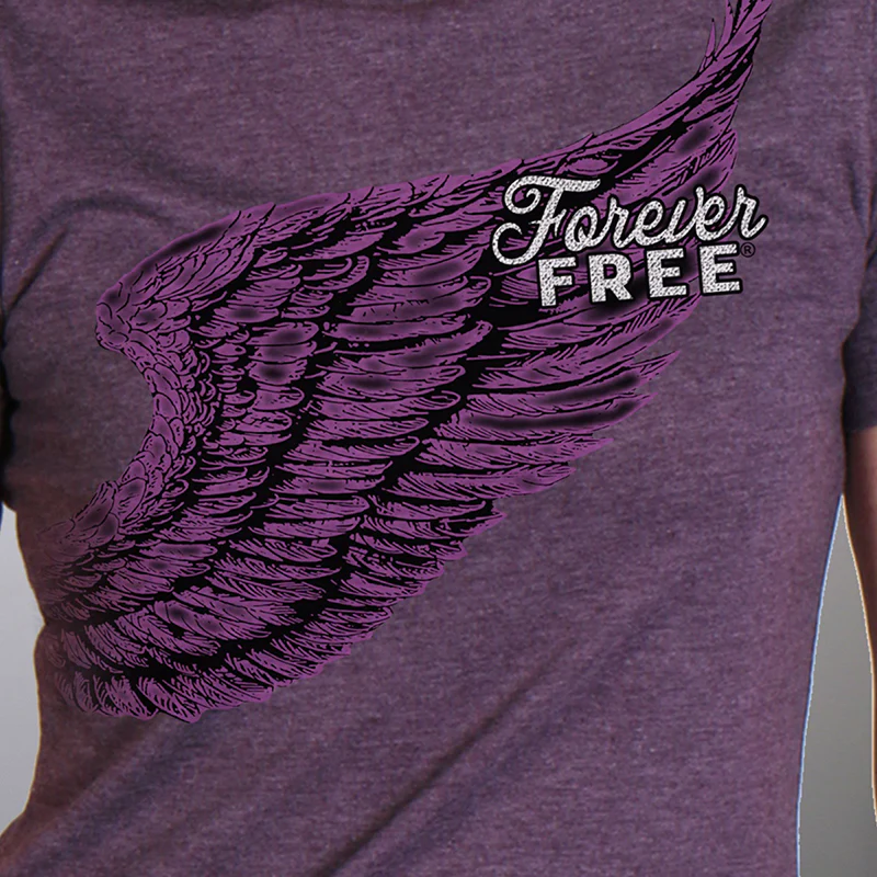Hot Leathers GLR1528 Ladies Full Cut Modern Angel Wings Vintage Purple T-Shirt - Image 2