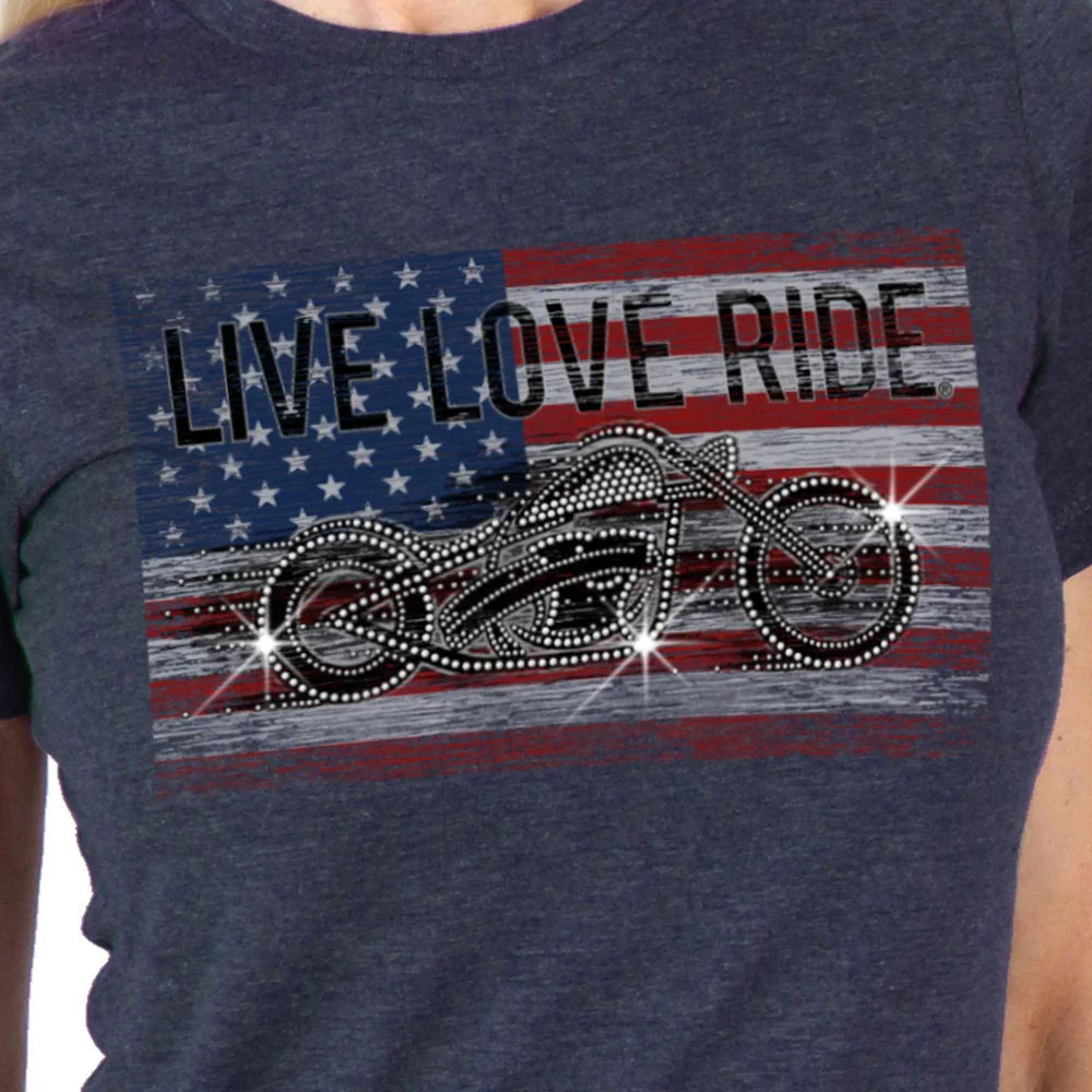 Hot Leathers GLR1573 Women's Black Short Sleeve Bling Bike T-Shirt - Image 2