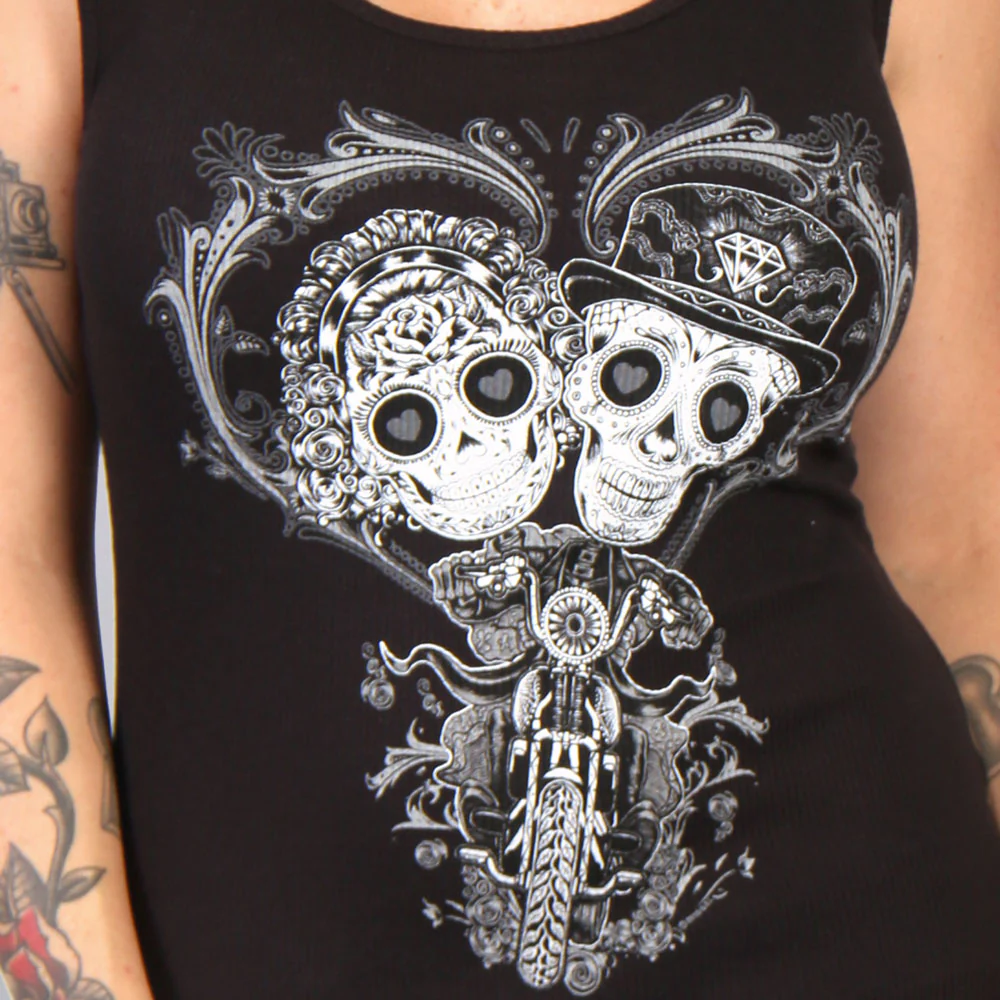 Hot Leathers GLR2408 'Sugar Couple' Full Cut Black Tank Top Shirt - Image 3
