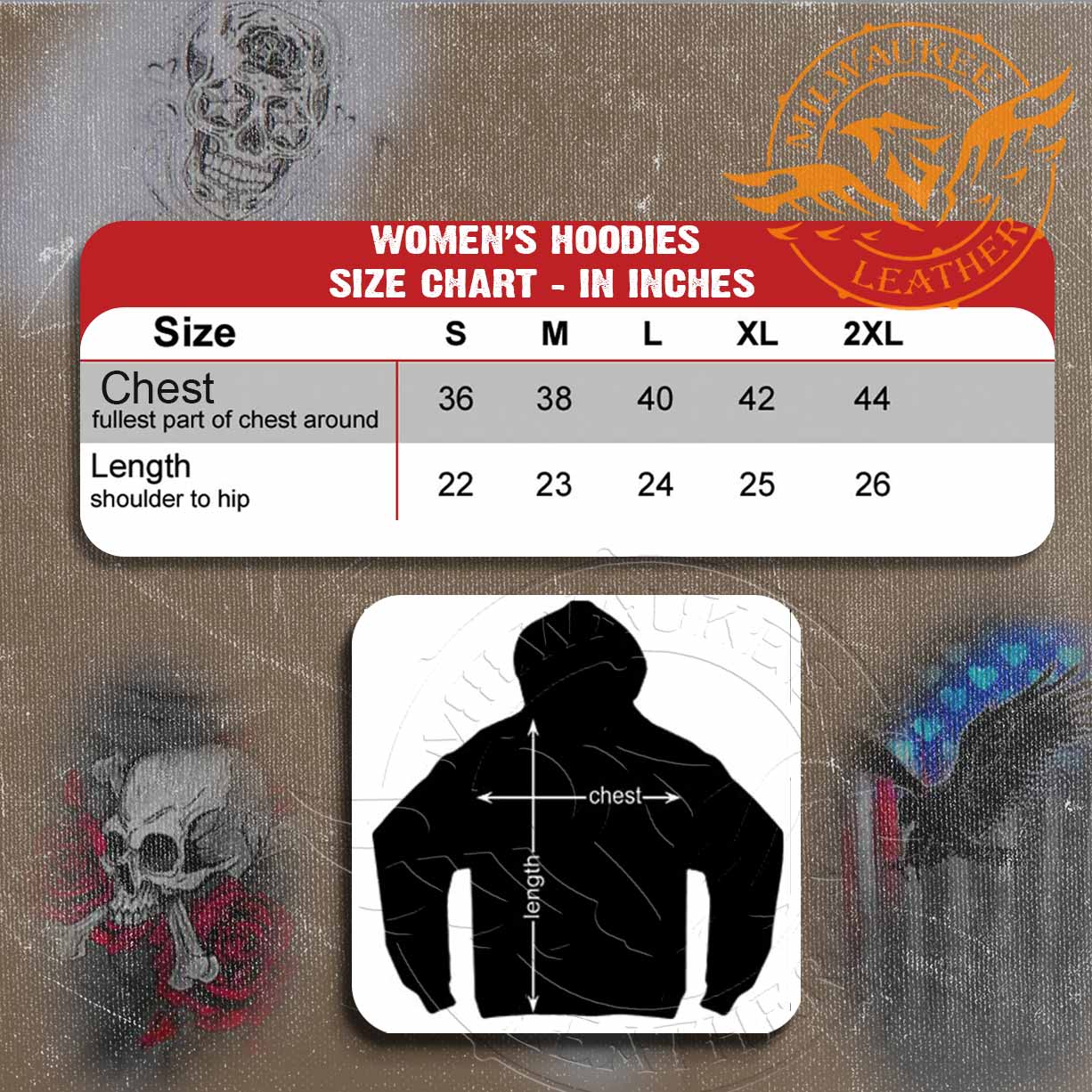 Hot Leathers GLZ4408 'Sugar Couple' Full Cut Zip Up Hoodie Black Sweat Shirt - Image 4