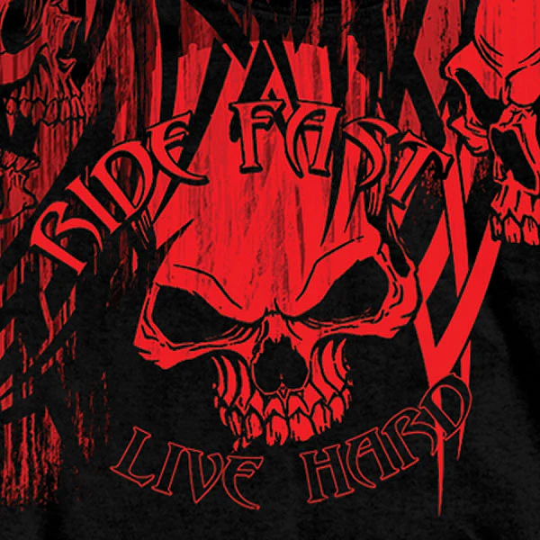 Hot Leathers GMD1129 'Over the Top, Ride Fast- Live Hard' Black T-Shirt - Image 3