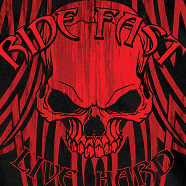 Hot Leathers GMD1129 'Over the Top, Ride Fast- Live Hard' Black T-Shirt - Image 4