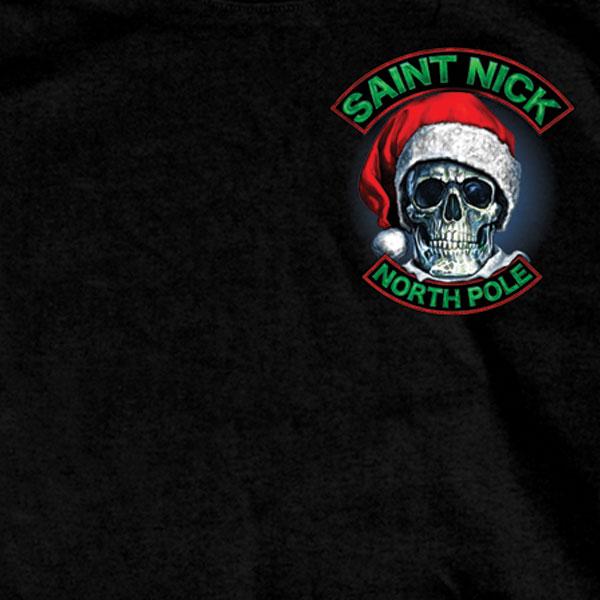 Hot Leathers GMD1329 Men's Saint Nick Skull Christmas Black T-Shirt - Image 3