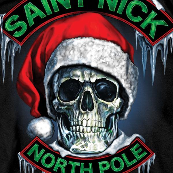 Hot Leathers GMD1329 Men's Saint Nick Skull Christmas Black T-Shirt - Image 4
