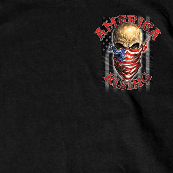 Hot Leathers GMD1364 Mens 'Skull Bandanna - America Rising' Black T-Shirt - Image 2