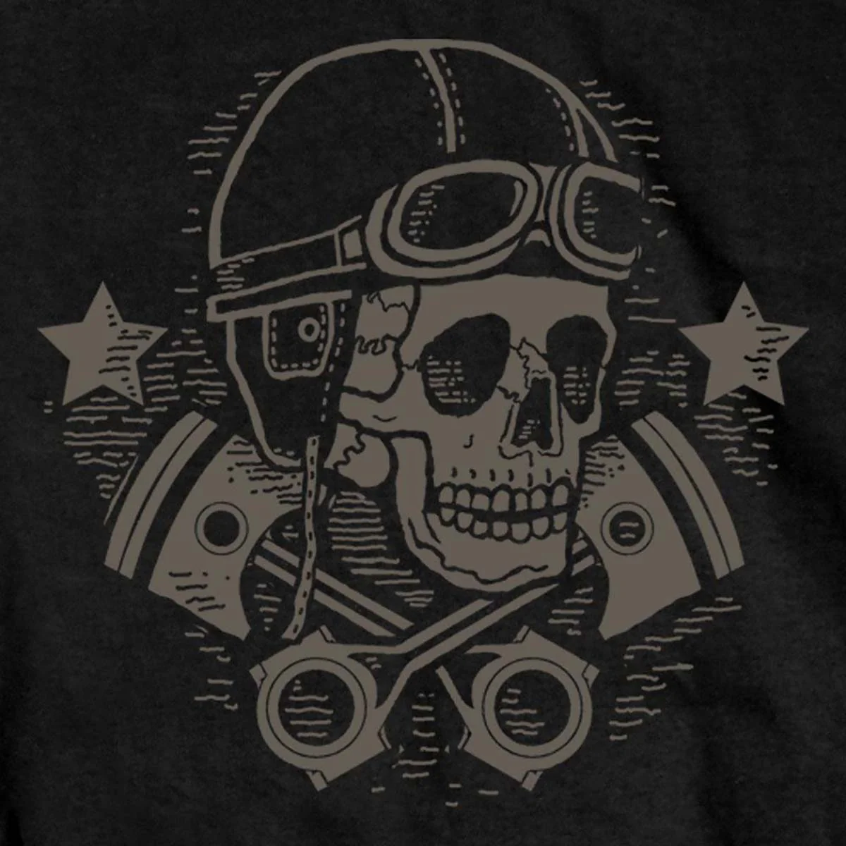 Hot Leathers GMD1418 Men's Black 'Vintage Skull and Cross Pistons' Double Sided T-Shirt - Image 3